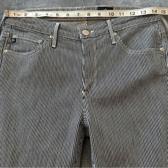 AG Adriana Goldschmeid Navy Blue & White The Prima Striped Cigarette Leg Jeans - Picture 7 of 14